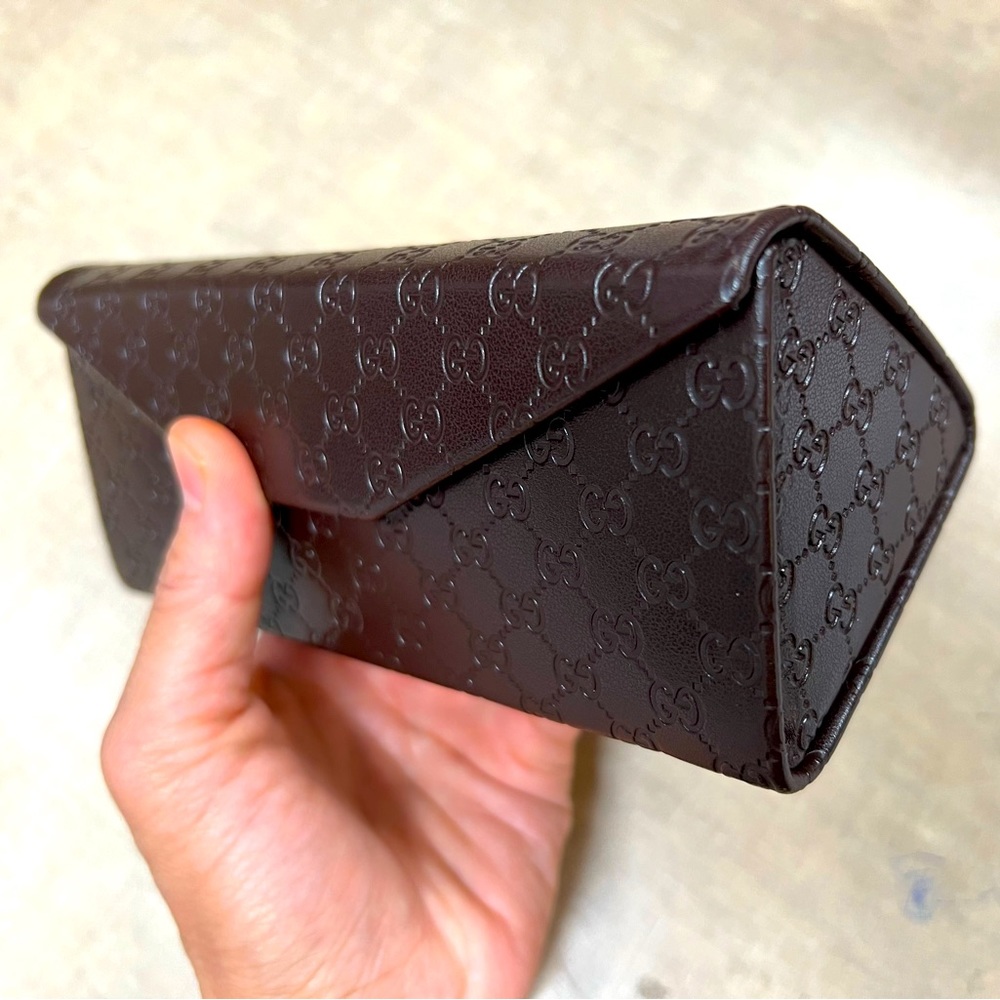 Gucci Glasses Case Foldable Folding Trifold Brown | Medium Size (6" x 3")